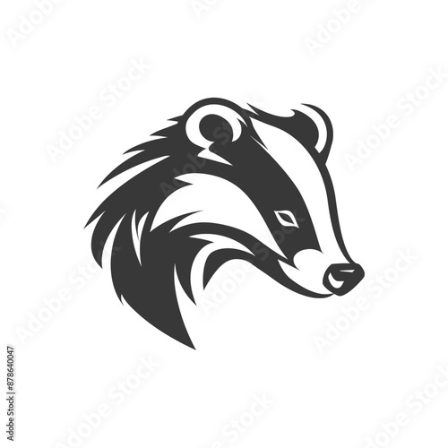 minimalist logo or symbol badger animal black color only