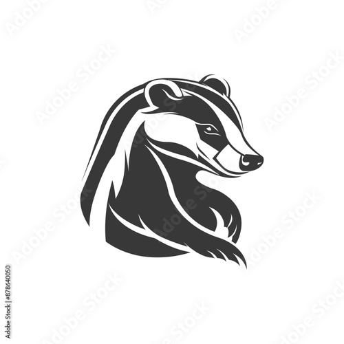 minimalist logo or symbol badger animal black color only