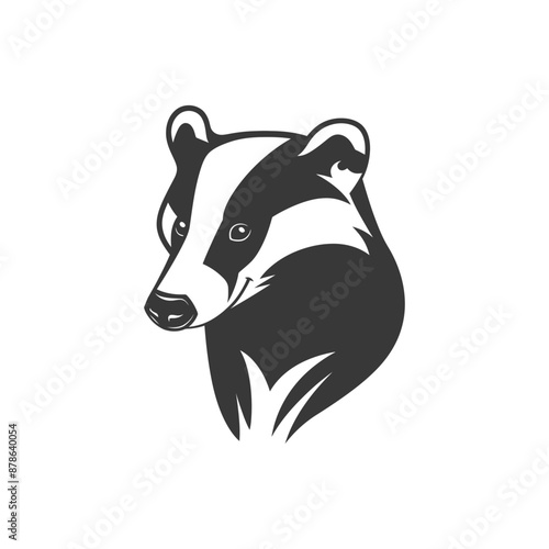 minimalist logo or symbol badger animal black color only