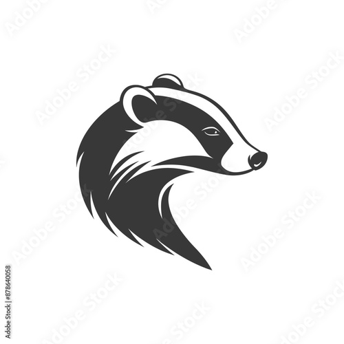 minimalist logo or symbol badger animal black color only