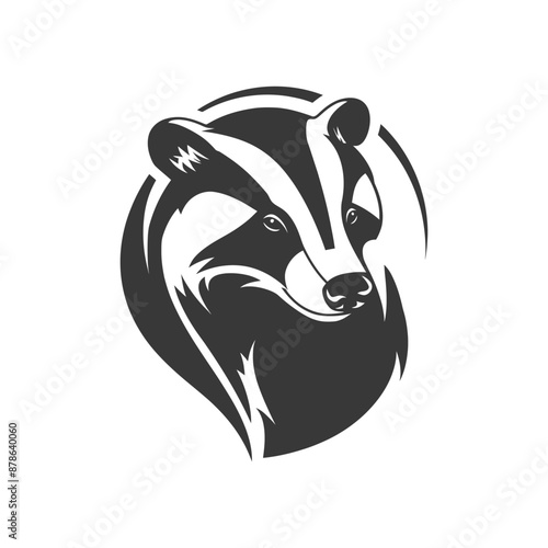 minimalist logo or symbol badger animal black color only