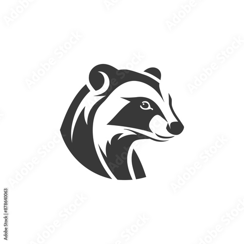 minimalist logo or symbol badger animal black color only