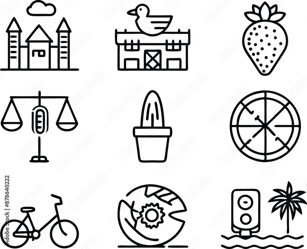 set of lifestyle icon line art. leisure, healthy, happy, sport, active, nature, beautiful, young, travel, fitness set of lifestyle icon line art. leisure, healthy, happy, sport, active, nature, beautiful, young, travel, fitness