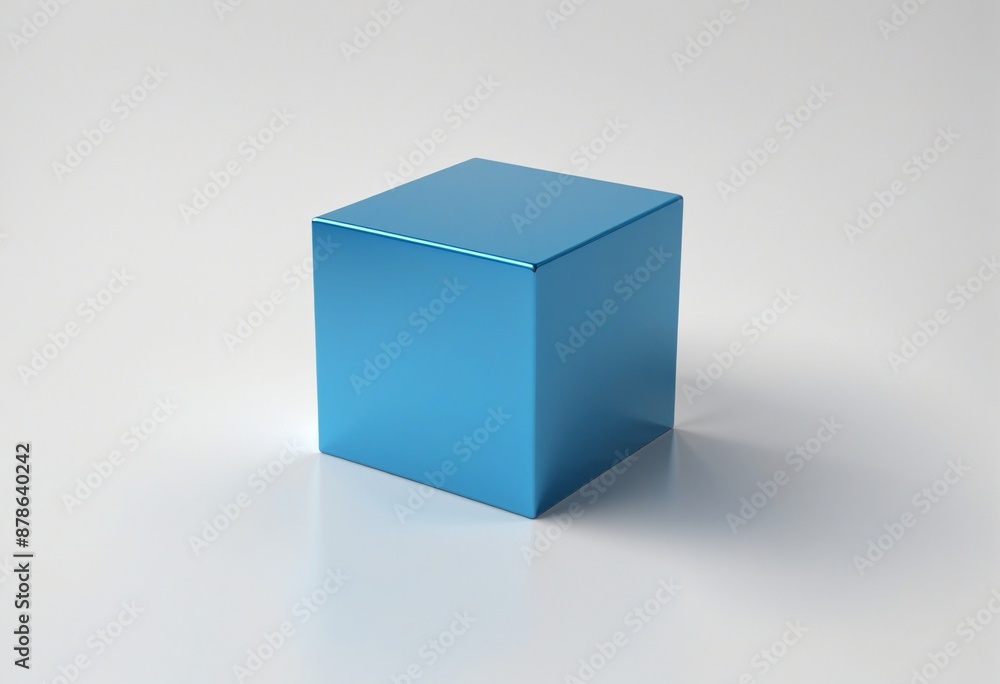 Simplistic geometric design in shades of blue with a three-dimensional cube shape Simplistic geometric design in shades of blue with a three-dimensional cube shape