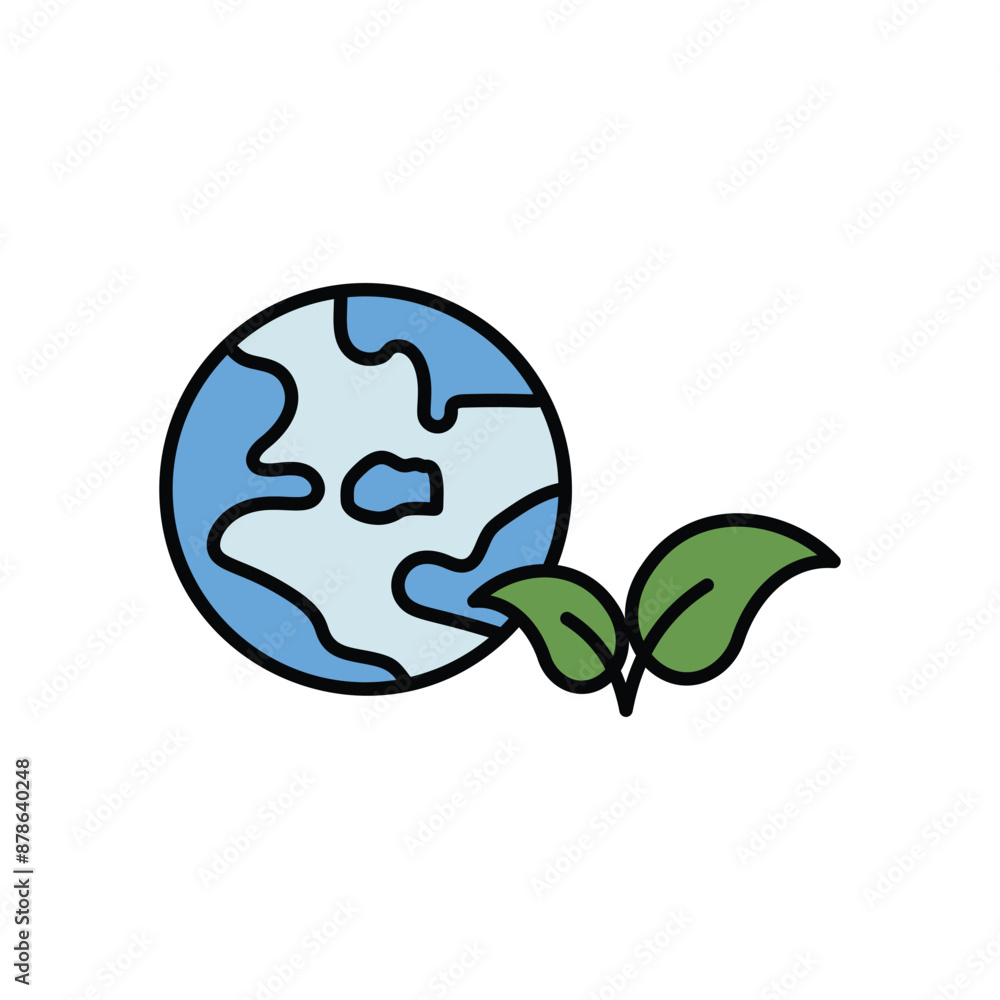safe earth color line icon with white background vector stock illustration safe earth color line icon with white background vector stock illustration