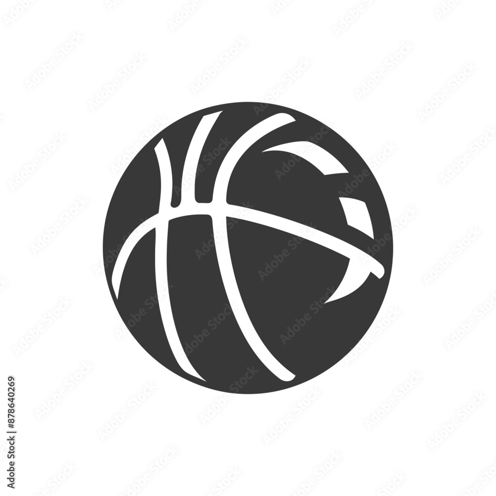 Naklejka premium minimalist logo or symbol basketball ball black color only