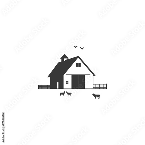 minimalist logo or symbol barn black color only