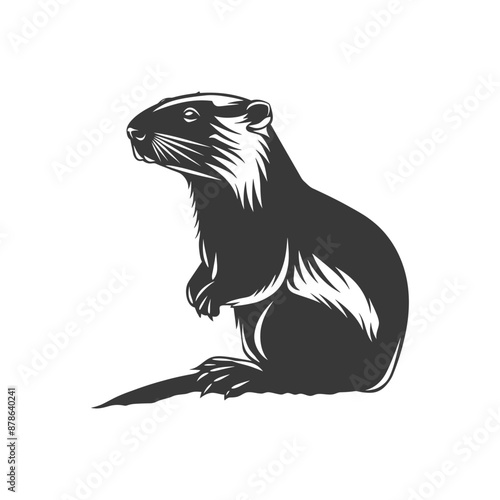minimalist logo or symbol beaver animal black color only