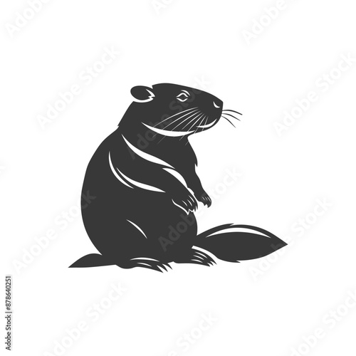 minimalist logo or symbol beaver animal black color only