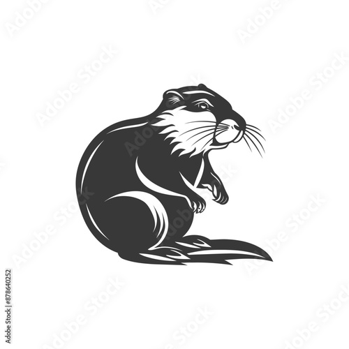 minimalist logo or symbol beaver animal black color only