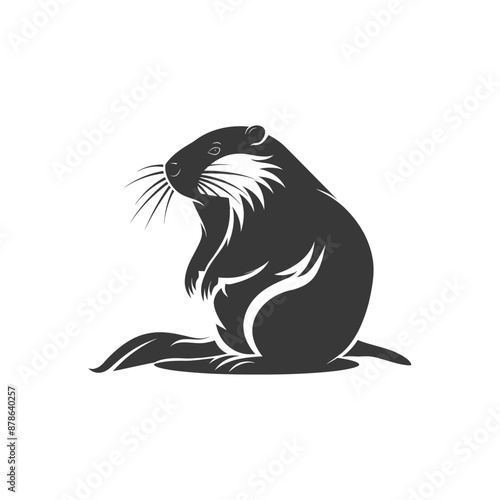 minimalist logo or symbol beaver animal black color only