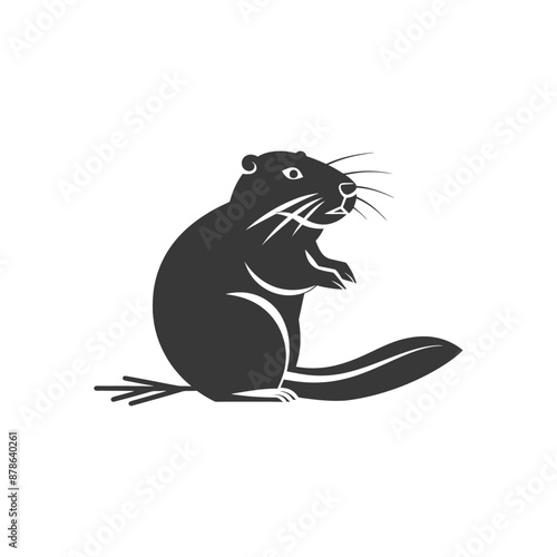 minimalist logo or symbol beaver animal black color only