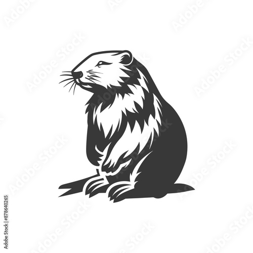 minimalist logo or symbol beaver animal black color only