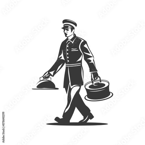 minimalist logo or symbol bellboy hotel black color only