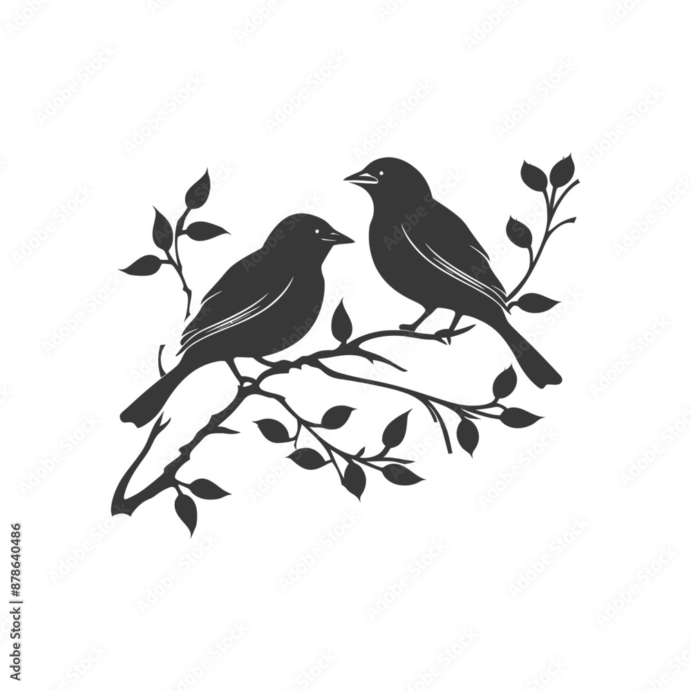 minimalist logo or symbol birds on tree branch black color only minimalist logo or symbol birds on tree branch black color only