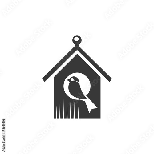 minimalist logo or symbol bird house black color only