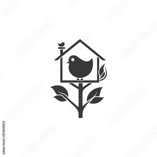 minimalist logo or symbol bird house black color only