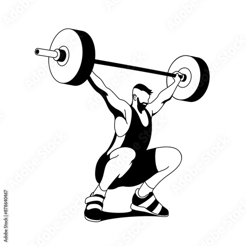 Strong Athlete Performing Barbell Snatch Lift