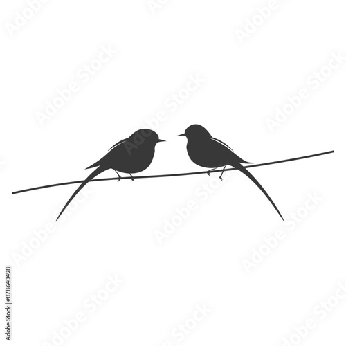 minimalist logo or symbol birds on wire black color only