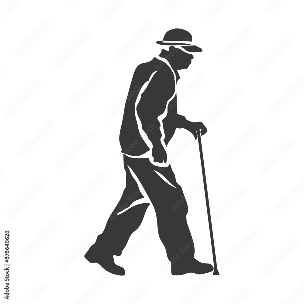 minimalist logo or symbol blind elderly walks black color only minimalist logo or symbol blind elderly walks black color only
