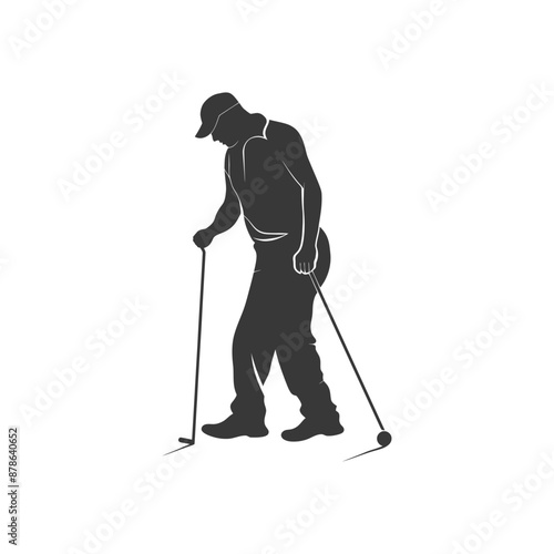 minimalist logo or symbol blind man walks black color only