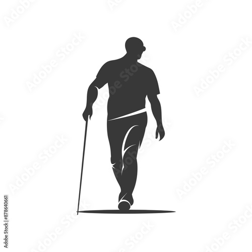minimalist logo or symbol blind man walks black color only