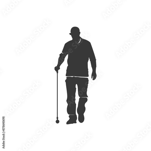 minimalist logo or symbol blind man walks black color only