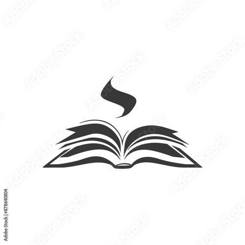 Open Book with Mystical Swirling Energy Emblem