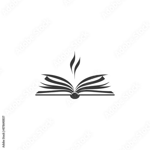 Open Book with Ascending Knowledge Flames: Minimalist Education Logo Design