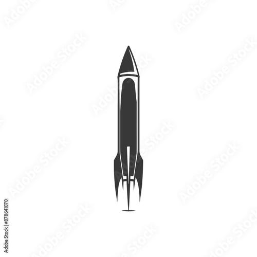 Monochromatic Rocket Ship Launch Icon: Simple Space Travel Graphic