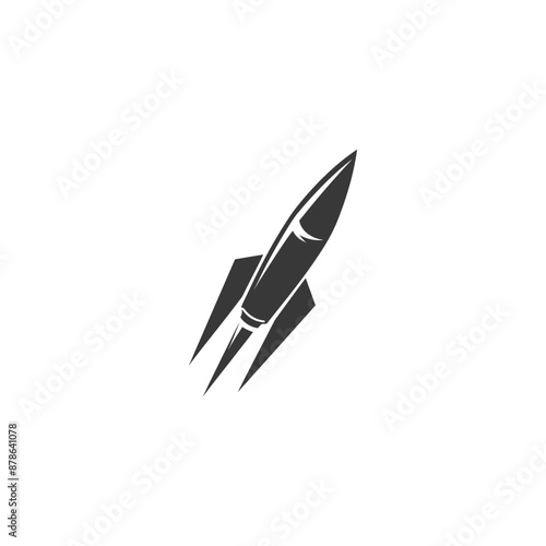 Monochromatic Rocket Ship Icon:  Launch Startup Symbol