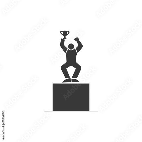 Triumphant Figure: Minimalist Icon of Victory and Achievement