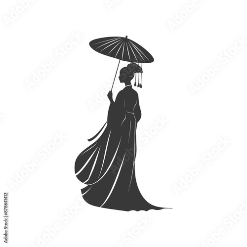 minimalist logo or symbol chinese women black color only
