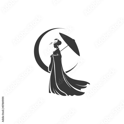 minimalist logo or symbol chinese women black color only