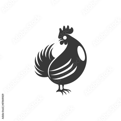 minimalist logo or symbol chicken black color only