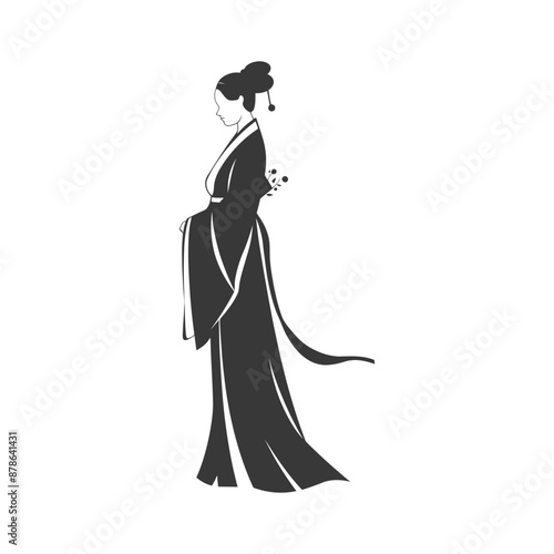 minimalist logo or symbol chinese women black color only