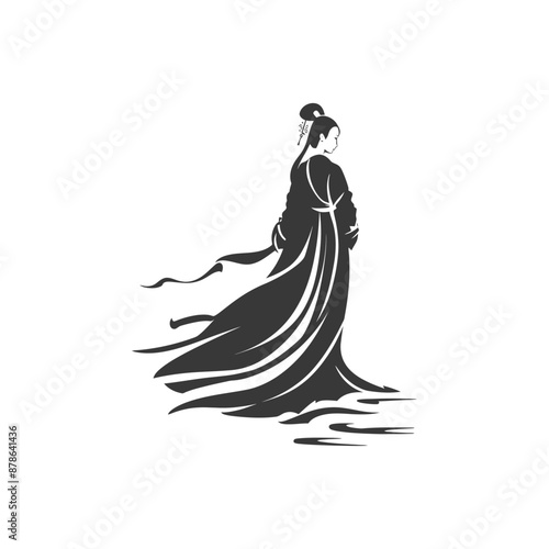 minimalist logo or symbol chinese women black color only