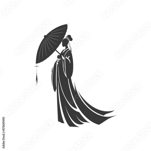 minimalist logo or symbol chinese women black color only