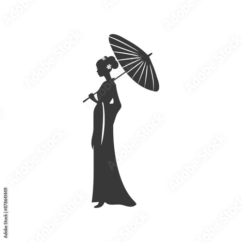minimalist logo or symbol chinese women black color only