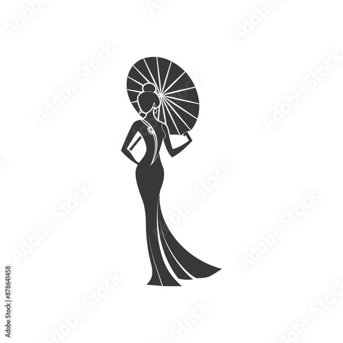 minimalist logo or symbol chinese women black color only