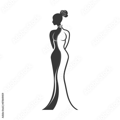 minimalist logo or symbol chinese women black color only