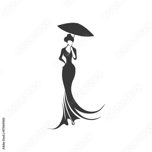 minimalist logo or symbol chinese women black color only