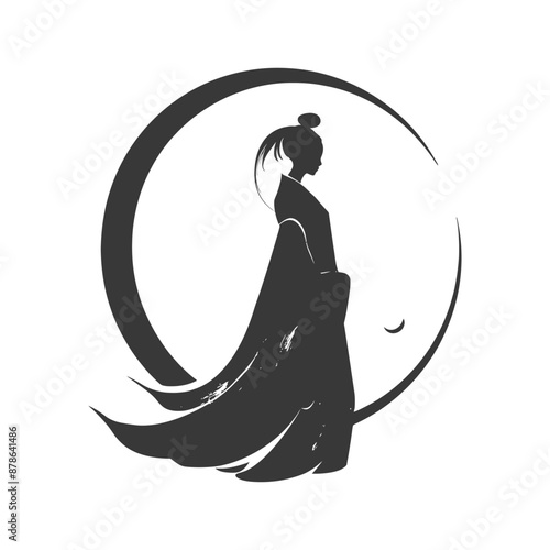 minimalist logo or symbol chinese women black color only