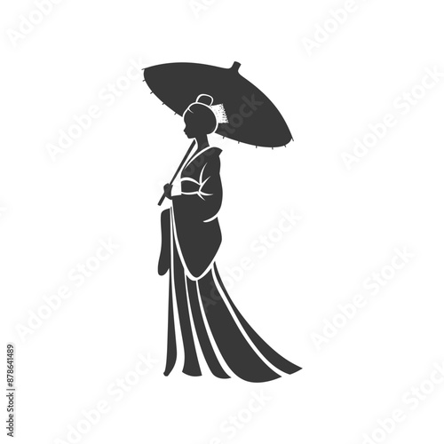 minimalist logo or symbol chinese women black color only