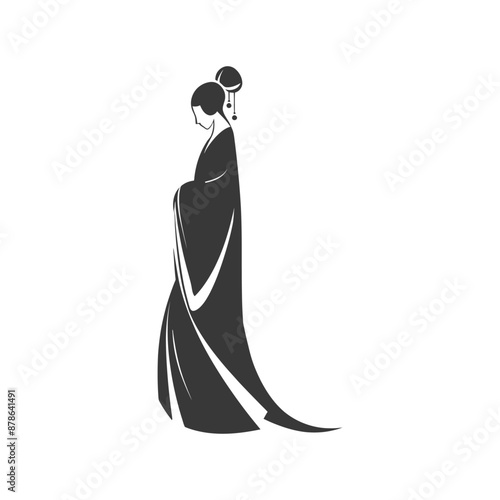 minimalist logo or symbol chinese women black color only