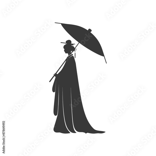minimalist logo or symbol chinese women black color only