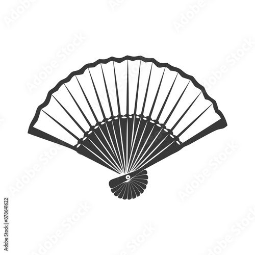 minimalist logo or symbol classic handheld folding fan black color only