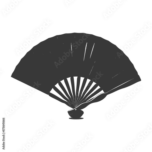 minimalist logo or symbol classic handheld folding fan black color only