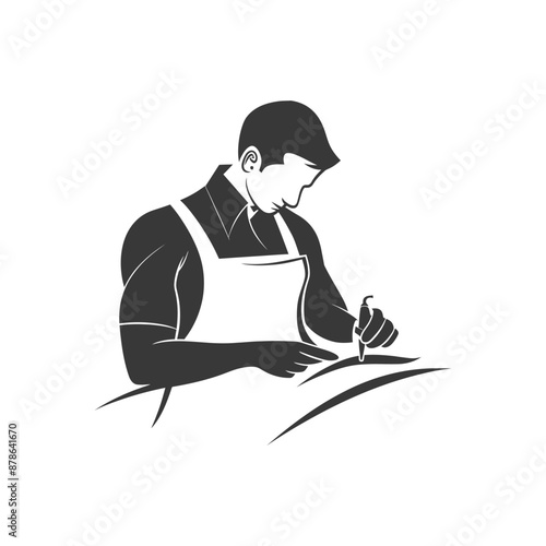 minimalist logo or symbol clothes tailor black color only