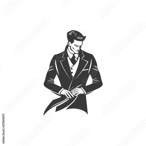 minimalist logo or symbol clothes tailor black color only